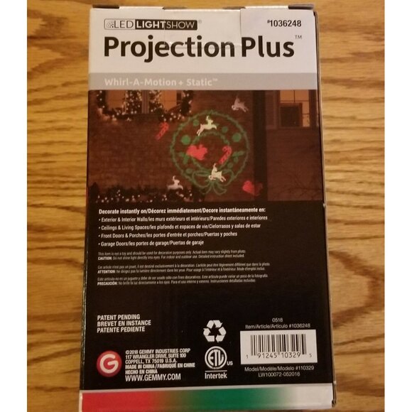 Gemmy Light Show LED Projection Plus Whirl A Motion Static 2 Effects in 1 86085 - Picture 3 of 5